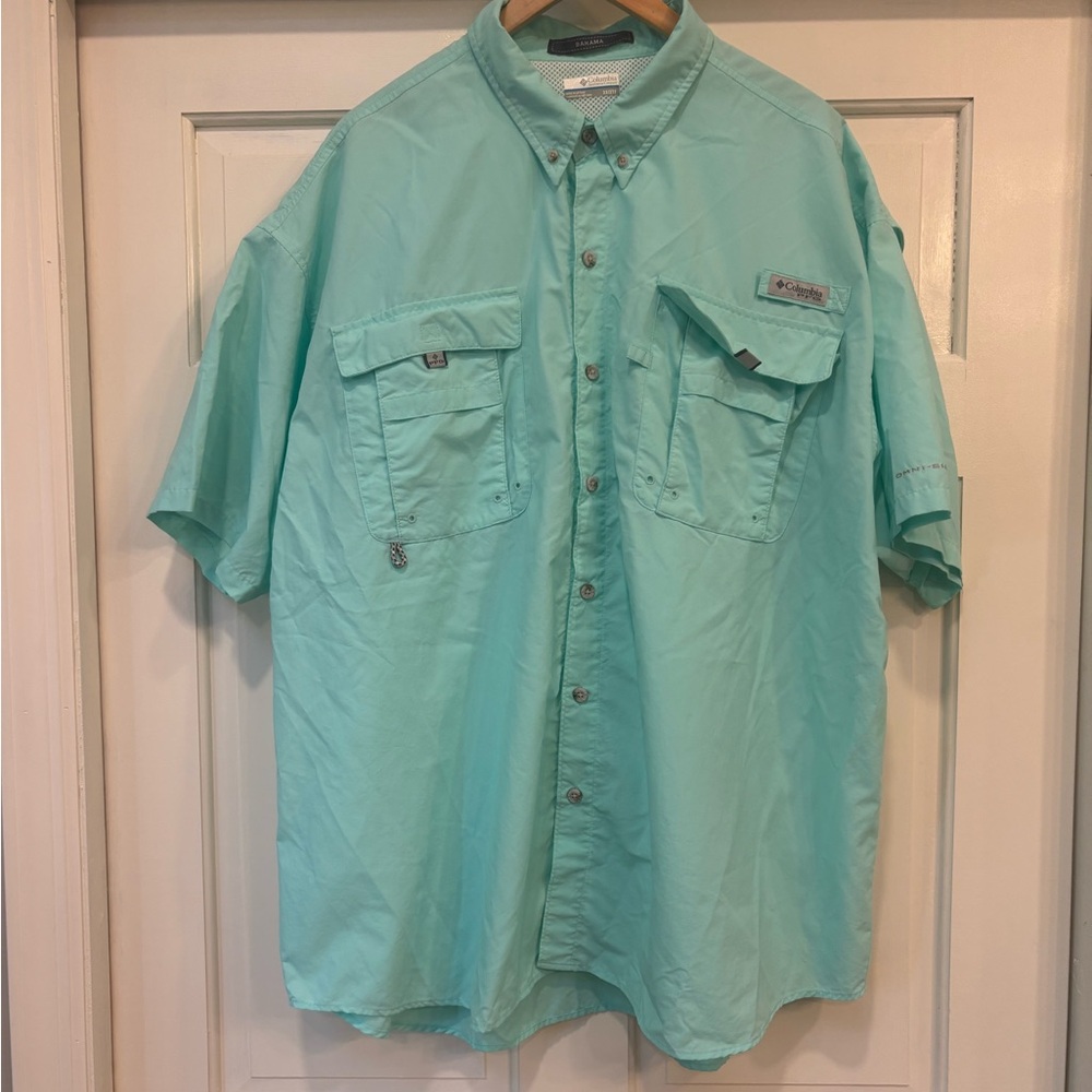 Columbia PFG Bahama II Short Sleeve Fishing Shirt 3X 3XL Gulf Stream Aqua